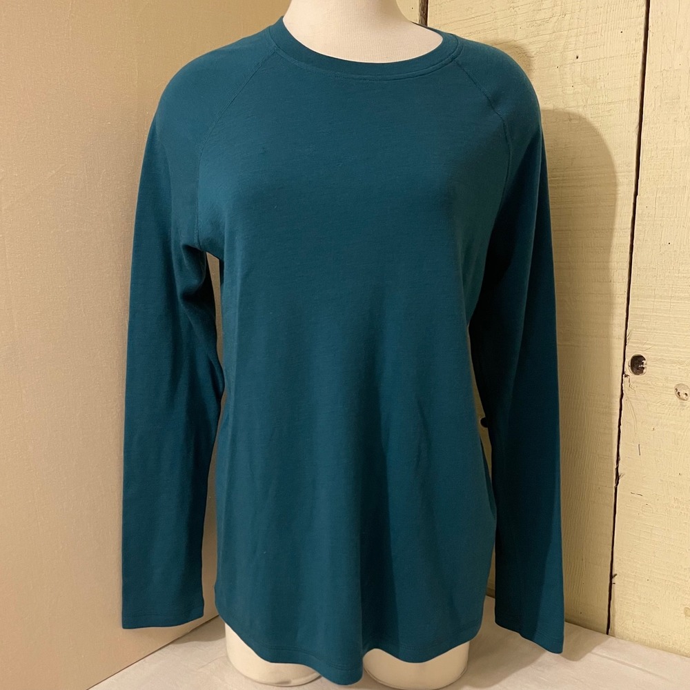 Smartwool Womens 1X Teal Blue 100% Merino Wool Long Sleeve Base Layer Top Active